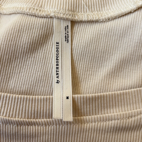 Anthropologie Oversized Ruffles Short Sleeve Ribbed Top Women’s Medium Cream - Picture 11 of 12